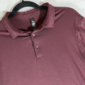 Lululemon Polo Shirt Mens Medium Maroon Short Sleeve Performance Golf Stretch